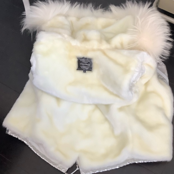 Silver Faux Fur Hooded Jacket, Size M - Picture 9 of 13